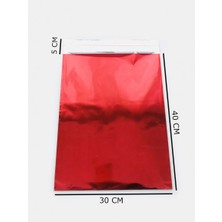 Hg Ambalaj 20 Adet 30X45 cm Bantlı Metalize Kırmızı Renk Hediye Paketi Poşeti, Hediye Poşeti ( 30X40+5 Cm)