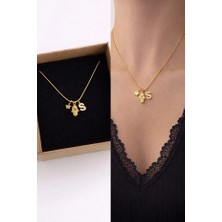 Arsaley Hamsa Figürlü Yıldız ve Harf Charm Çelik Zincirli Gold Kadın Kolye