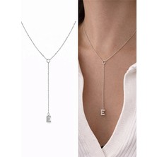 Arsaley Taşlı Harf Charm Dekolte Y Gümüş Çelik Kadın Kolye (45 Cm)