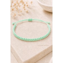 Crystal Atelier Su Yeşili Makrome Bileklik - Sörfçü Bileklik - Unisex El Yapımı Makrome Asansörlü Ayarlanabilir Hediyelik - Ip Bileklik - Makrome Bileklik - Örgü Bileklik - Su Yeşili Mint Bileklik