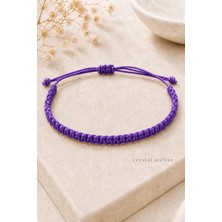 Crystal Atelier Mor Makrome Bileklik - Sörfçü Bileklik - Unisex El Yapımı Makrome Asansörlü Ayarlanabilir Hediyelik - Ip Bileklik - Makrome Bileklik - Örgü Bileklik - Mor Bileklik