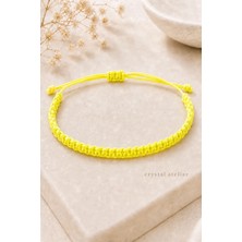 Crystal Atelier Sarı Makrome Bileklik - Sörfçü Bileklik - Unisex El Yapımı Makrome Asansörlü Ayarlanabilir Hediyelik - Ip Bileklik - Makrome Bileklik - Örgü Bileklik - Sarı Bileklik