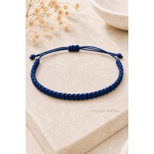 Crystal Atelier Lacivert Makrome Bileklik - Sörfçü Bileklik - Unisex El Yapımı Makrome Asansörlü Ayarlanabilir Hediyelik - Ip Bileklik - Makrome Bileklik - Örgü Bileklik - Lacivert Bileklik