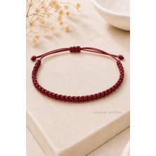 Crystal Atelier Bordo Makrome Bileklik - Sörfçü Bileklik - Unisex El Yapımı Makrome Asansörlü Ayarlanabilir Hediyelik - Ip Bileklik - Makrome Bileklik - Örgü Bileklik - Bordo Bileklik