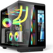 Gametech Vision 12 inç LCD  Ekranlı, 7 Argb Fanlı Siyah Gaming Kasa