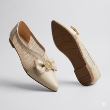 Kindep (Shoes) Papyon Detaylı Günlük Kadın Babet Ten