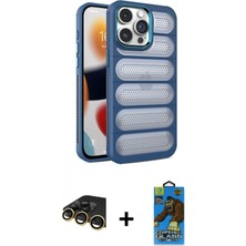 Pileli Store Pilelistore™ iPhone 14 Pro Max Kılıf Yadigar Doku Özel Seri - Siyah 18D Cam Ekran Koruyucu + Raze Metal Kamera Lens - Gd