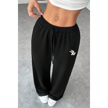 The Rule Wing Stüssy Baskılı Siyah Bol Paça Yazlık Baggy 3 Iplik Esnek Rahat Eşofman Altı RF0674