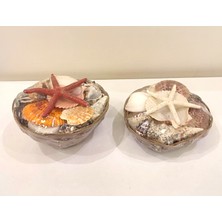 Antioch Art and Design Dekoratif Deniz Yıldızlı Deniz Kabuklu Ikili Sepet Masa Üstü Dekoratif Süs Sepet Hediyelik Eşya