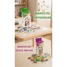 Renas Store Manyetik Eğitici Set 30 Parça Hayvan 26 Parça Sebze Meyve Magnet Oyuncak