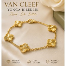 NIXCON Van Cleef Yonca Bileklik Kadın Altın Renk Şık Zarif Minimal Bileklik