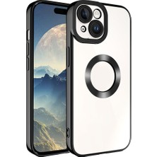 Cavora Iphone 15 Kamera Korumalı Logo Gösteren Omega Kapak Telefon Kılıfı Şeffaf Darbe Emici Silikon Kılıf