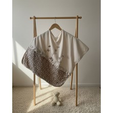 Miniday Baby Leopard Pattern Krem 85X90 Çift Kat Bebek Battaniye %100 Pamuk Interlok Örtü Yenidoğan Hastane Çıkışı