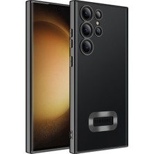 Cavora Samsung Galaxy S23 Ultra Kamera Korumalı Logo Gösteren Omega Kapak Telefon Kılıfı Şeffaf Darbe Emici Silikon Kılıf