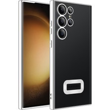 Cavora Samsung Galaxy S23 Ultra Kamera Korumalı Logo Gösteren Omega Kapak Telefon Kılıfı Şeffaf Darbe Emici Silikon Kılıf