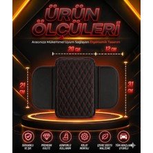 Uydee Oto Kolçak Organizer Araç Içi Düzenleyici Siyah Deri Kırmızı Dikişli Araç Kolçak Kılıfı Organizer Çift Cepli Kol Dayama Araç Içi Düzenleyici