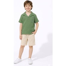 Jolly Kids Erkek Çocuk Müslin Kumaş Gömlek Yakalı  Şortlu Takım