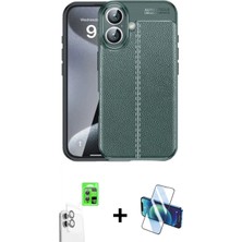 Pileli Store Pilelistore™ iPhone 16 Plus Kılıf Doruk Klasik Özel Seri - Siyah 3D Antistatik Seramik Nano Ekran Koruyucu + Raze Metal Kamera Lens - Bz