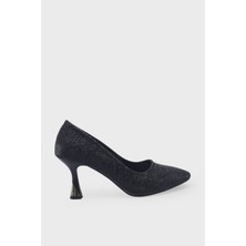 Kanuga Kadın Kadeh Topuk Stiletto Siyah Simli LPA1110-1