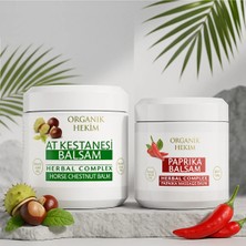 Organik Hekim Paprika Biberli Balsam 500 ml + At Kestanesi Balsamı 500 ml | Kas-Eklem Rahatlatıcı & Besleyici Set