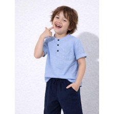 Jolly Kids Erkek Çocuk Müslin Kumaş Düğmeli Yaka Yazlık Bayramlık Takım