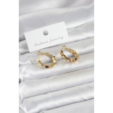 Renas Store Gold Renk Kare Halka Model Kadın Küpe
