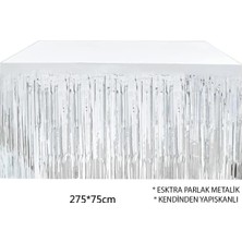 Renas Store Gümüş Metalize Masa Eteği 275X75 cm – Kendinden Yapışkanlı