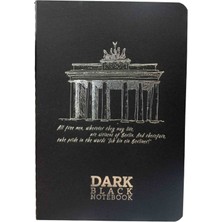 Gıpta Dark Black Notebook - Karton Kapak Siyah Yapraklı Defter - A6 Düz Çizgisiz 36 Yaprak ( Kapak : Brandenburg Kapısı Illüstrasyonu Berlin