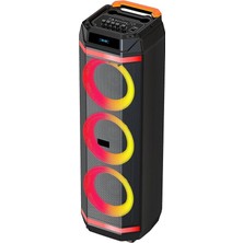 Sezy Partybox Mikrofonlu Bluetooth Hoparlör 3×8” Hoparlör RGB Işık, TWS Destekli Speaker Ses Sistemi 30 W