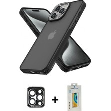 Pileli Store Pilelistore™ iPhone 15 Pro Max Kılıf Atlas Form - Siyah Polymer Nano Ekran Koruyucu + Pvd Metal Kamera Lens - Lt