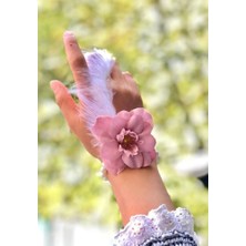 Renas Store Bride To Nedime Gelin Bilekliği Tüy Inci Boncuk Detaylı Pembe Renkli Bekarlığa Veda Partisi B