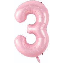 Dizayn Parti Evi Pembe Renk Rakam Folyo Balon 76 cm (0–9) Doğum Günü Parti Süsü Helyum Uyumlu