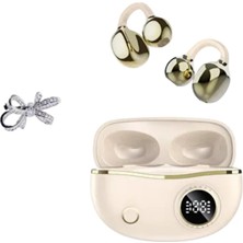 Zenvia Kablosuz Bluetooth Kulaklık Kulak Klipsli Şık Tasarım 2 Kurdele Küpe Hediyeli Znv-Tcndym