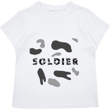 Bubuga Erkek Çocuk %100 Pamuk Beyaz Soldier Baskılı Kısa Kol Tshirt