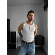Elku Moda Erkek Sıfır Kol T-Shirt - Slim Fit Fitilli Ribana Dokuma Kolsuz Atlet Sıfır Yaka Spor Atlet Tişört