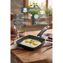 Evsane 12 cm Yanmaz Yapışmaz Kare Döküm Mini Sos Tavası