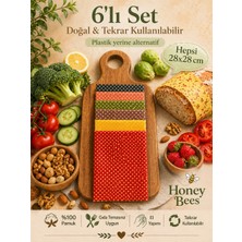 Home Puantiye Desen Tekrar Kullanılabilen Balmumu Gıda Saklama Bez Set 6'lı Orta Boy