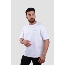Blanka Vesto Erkek %100 Pamuk Ekru ve Beyaz Oversize Tshirt