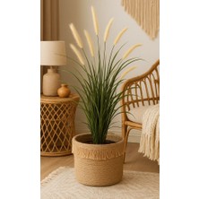 Nua Craft Bohem Hasır Saksı Kılıfı - Dekoratif Jüt Saksılık Sepeti 25X20