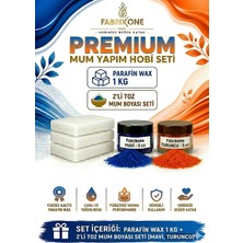 Fabrikone Premium Mum Yapım Hobi Seti - Parafin Wax 1 kg - 2'li Toz Mum Boyası Seti - Mavi, Turuncu BKFABPW1KG2MT