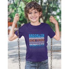 Bubuga Erkek Çocuk Brooklyn New York Bronx City Baskılı Kısa Kollu Tişört – %100 Pamuk Süprem Kumaş