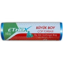Ethex Büyük Boy Mavi Renk Çöp Torbası 65 x 80 cm (50 Lt) 10'lu Rulo