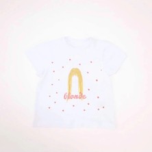 Bubuga Kız Çocuk %100 Pamuk Beyaz Renk Blonde Baskılı Kısa Kol Tshirt
