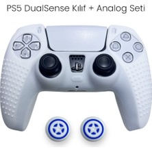 Cosmostech Ps5 Dualsense Uyumlu Beyaz Silikon Kılıf + Analog Başlık Seti
