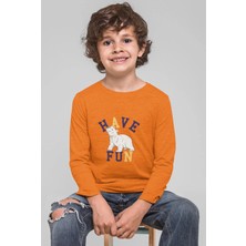 Bubuga Erkek Çocuk Uzun Kollu %100 Pamuk Polar Ayı Baskılı Tişört - Have Fun Temalı