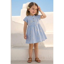 Blumi Kids Kız Çocuk Nakışlı Düğmeli Elbise