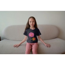 Bubuga Kız Çocuk %100 Pamuk Premium 2'li Çiçek Baskılı Kısa Kol Tshirt