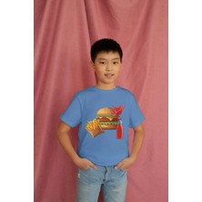 Bubuga Erkek Çocuk %100 Pamuk Premium Hamburger Baskılı Kısa Kol Tshirt