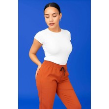 Başaran Uniforma Unisex Kalıp Kiremit Tam Lastikli Soft Likralı Hemşire / Doktor Scrubs Tek Pantolon