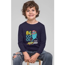 Bubuga Erkek Çocuk Uzun Kollu Tişört Be Cool Kaykaycı Canavar Baskılı %100 Pamuk